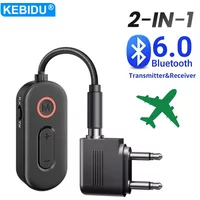 KEBIDU Bluetooth 6.0 Audio Reciever Transmitter 3.5MM AUX Hifi Stereo Music Wireless Adapter 2 In 1 Adapter for TV Cars Flights