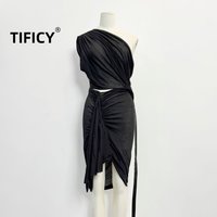High Street Dresses Women's RO Dark Style Single Shoulder Sleeveless Twisted Sexy Hip Hugging Slim Dress