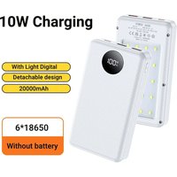 6x18650 Battery Holder 10W Fast Charging Digital Display DIY Mobile Power Case Dual USB Type C Wireless Charging Power Case