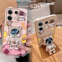Cheering astronauts Plating Phone Holder Case For Xiaomi Redmi Note 13 13ProPlus 13Pro 12 12S 12Turbo 12R 11S 11 11 Pro Cover