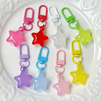 Cute Star Keychain Lobster Clasp Clear Acrylic Bag Charm Clip DIY Jewelry Pendant Handbag Purse Decoration Accessories Green