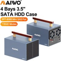 MAIWO 4-bay aluminum mini SAS to SFF-8088 Port 3.5 inch SATA HDD enclosure with RAID Hard Disk External Storage Cabinet HDD