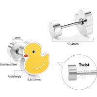 Kawaii Duck Stud Earrings For Women 18K Gold Plated Stainless Steel Trending Aretes De Mujer Screw Back Ear Stud Classic 2024