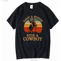 Horse Lover Vintage Save A Ride Cowboy T Shirt vintage Washed Soft Comfortable Breathable Versatile Top For Everyday Wear