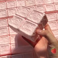 Kawaii Slow Rising Squishy Strawberry Chocolate Milk Cube Cake Bread Press Fidget Toy Fluffy Sensory Stress Relief Calming Toy