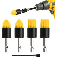 Mini Drill Brush Attachment Set,2 Tapered Brushes& 2 Flat Brushes,1 Extension Rod,Small Corner Brush for Detailing Deep Cleaning