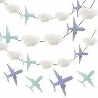 2Pcs Cloud Garland Airplane Banner Birthday Party Decorations Aviation Travel Themed Party Supplies