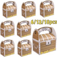 6/12/18Pcs Creative Paper Halloween Treasure Candy Box for Birthday Halloween Prank Pirate Theme Party Candy Gift Packaging Box