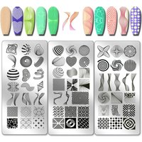 3pcs 3D Line Nail Stamp Plate Spiral Line Print Art Template Stainless Steel Nail Image Plate Geometric Lines Pattern Nails