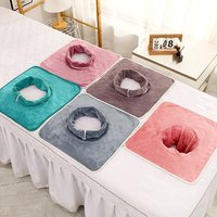 1PC 35*35cm Velvet Thickened Beauty SPA Massage Table Planking Face Towel with Face Berath Hole SPA Massage Bedspread Towel