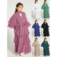 Ramadan Niqab Khimar Chiffon Kids Muslim Abaya Dubai Turkey Islam Dress Prayer Clothes For Women Kebaya Robe Femme Musulmane