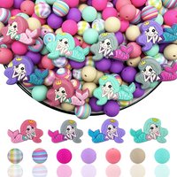 25/64PCS Mermaid series silicone bead set, perfect for DIY handmade crafts such as keychains, necklaces, bracelets, etc