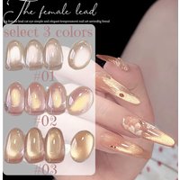 1-12pcs WS Autumn Winter Nails Halloween Nails Pink Gold Cat Eye Gel Nail Polish Y2K Nails Golden Porcelain Glass Bead Nail Art