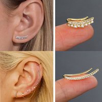 Helix Lobe Piercing Earring Long Dipper Ear Hook Clip on Earring for Women Zircon Climbing Ear Cuff Cartilage Pierced Jewelry