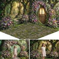 Spring Fairy Tale Forest Backdrops Enchanted Blossom Doorway Woodland Path Bckgrounds Whimsical Spring Garden Photo Background