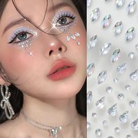 1Pc 3D Mixed Sizes Illusion Color Teardrop Face Diamond Sticker Shiny Teardrop Face Decal DIY Adhesive Luxury Tears Face Slider