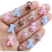 50pcs Resin Cute Mini cartoon animal soft rubber teddy bear Art Nail Flat back DIY Scrapbook Decor Jewelry Crafts Accessories