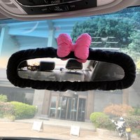 Car Mirror Cover Cute Bow Car Accessories for Women Universal Auto Rearview Mirror Decoration, Soft Puff Bowknot Mirror Sleeve