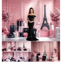 Mehofond Paris Luxury Bag Gift Wall Photo Background Eiffel Tower Floral Decor Adults Pregnant Portrait Backdrop Photo Studio