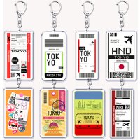 Tokyo Travel Souvenir Ticket Keychains for Accessories Bag Boarding Pass Flight Destination Keyring Jewelry Fans Friends Gifts