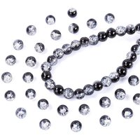 120-104pcs 6-8mm Crackle Glass Beads - Sparkling Round Loose Spacer Beads for DIY Jewelry, Bracelets & Accessories
