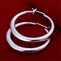 Hot Luxury 925 Sterling Silver Y2k 3.5cm Round Earrings 18K Gold color Fashion Street Versatile Jewelry Wedding Holiday Gifts