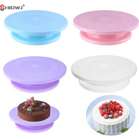 1pc Plastic Cake Plate Turntable Rotating Anti-skid Round Cake Stand Cake Decorating Rotary Table Kitchen DIY Pan Baking Tool