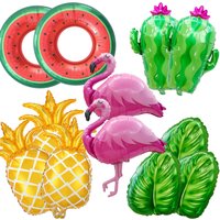 12Pcs Flamingo Foil Balloon Set—Ideal for Hawaiian Parties,Birthday Decorations,Pool & Beach Parties,and Tropical-Themed Events