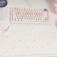 Cute Pink Polka Dots Pu Leather Mousepad Office Desk Mat Mouse Pad Computer Speed Type Carpet Mat Player Laptop Keyboard Cartoon