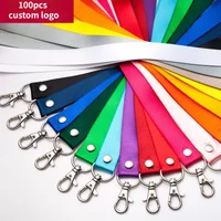 100 Pcs/Lot Custom Printed Lanyard for Keys Logo Custom Design Badge Holder & Staff Cards 1.5cm Lanyard