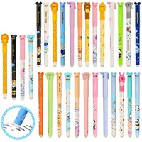 12/6pcs Cute Gift Pen for School Class Party Favor Fun Cute Animal Gel Pens Mixed Black Blue Ink Erasable Pens Kawaii Pen