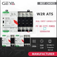 GEYA – przełącznik automatyczny zasilania (ATS) do paneli fotowoltaicznych lub sieci miejskiej, 110 V, 220 V, 230 V, podwójne zasilanie, 100 A, zapewniający nieprzerwane zasilanie, mini ATS.