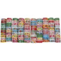 10pcs Self-Adhesive Tape 250x1.5cm DIY Paper Tape Cartoon Pattern Decorative Craft for Gift Wrapping Scrapbook Supplies