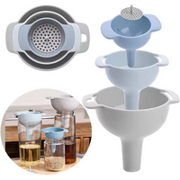 4in1 Funnels for Filling Bottles Kitchen Funnels with Detachable Strainer Filter Food Grade Oil Funnel Kitchen Tool
