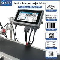 Faith 7'' Industrial Online Inkjet Printer 12.7mm QR Barcode Batch Number Logo Expiry Date Coding Machine