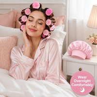 Sponge Hair Rollers with Satin Sleep Cap Set Soft Foam Hair Curlers No Heat DIY Hair Styling Tools Reusable Hair Roller Curls