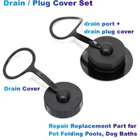 Drain and Plug Cover Set - Inner Diameter 37mm/1.45inch (ABS) Repair Replacement for Pet Folding Pools, Dog Baths Plug Cap