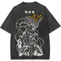 2026 Mahoraga Wheel Summer Men T-shirt Jujutsu Kaisen Eight-Handled Sword Tee Vintage Washed Anime Graphic Street Unisex