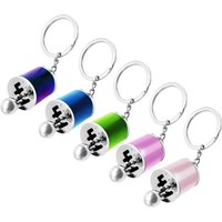 1Pc Alloy Metal 6 Speed Gear Shifter Keychain, Mini Manual Car Gear Shift Knob Key Ring, Automotive Key Fob Pendant for Daily