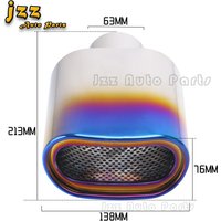 Stainless Steel burnt blue tip Muffler Tail throat 63mm inlet 138*76mm outlet Universal Car Exhaust End Tip