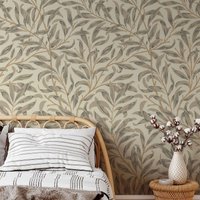 Vintage Leaves Wallpaper, William Morris Leaf Wall Mural For Living Room Decor,Traditional Non-woven Or Self-adhesive Wall Paper