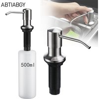 500ml 304 Stainless Steel Kitchen Sink Liquid Soap Dispenser Brushed Nickel Black Detergent Hand Pumps Dispenser Deck Mount