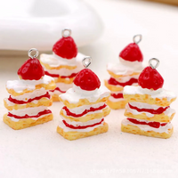 10pcs 3D Strawberry Cake Charms Cute Resin Pendants for Jewelry Making Handmade Earrings Bracelet Necklace Key Chain Accessories