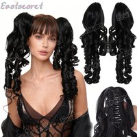 Synthetic Roman roll clip double ponytail wig Ponytail Hair Extensions 16Inch Heat Resistant Lolita Pony Tail Hair wig