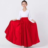 Children Girl Flamenco Skirt Spanish Dance Skirt Belly dance long Dress Big Swing Skirt Gradient Color Performance Gypsy Skirt