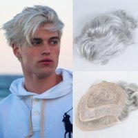 Lace Front Toupee for Men Human Hair System Natural Wave Mono PU Hair Piece Male Wig Man's Hair Capillary Prosthesis 1B90
