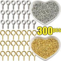 300pcs DIY Small Screw Eye Pins Stainless Steel Mini Tiny Clasps Hooks Screw Threaded Pendants Making Jewelry Findings 8/10mm