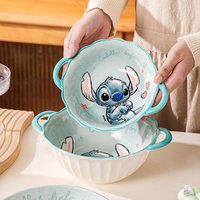 Free shipping Lilo and Stitch double-eared bowl pickled fish instant noodles soup bowl large capacity ceramic tableware