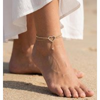 Sparkly Rhinestone Hollow Heart Teardrop Anklet Double Layer Foot Chain For Women Summer Beach Vacation Jewelry