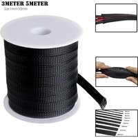 3/5M Black Insulated Braid Sleeving 1/2/4/6/8/10/12/16/18/20/25/35/50mm Tight PET Wire Cable Gland Protection Cable Sleeve